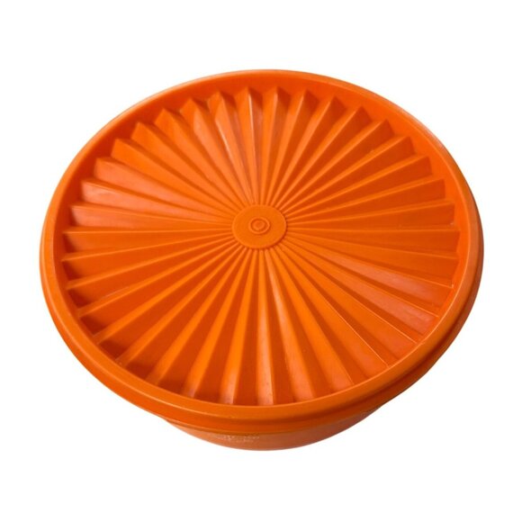 Vintage Tupperware Orange Oval Bowl With Textured Lid 1234-5 - Picture 4 of 6